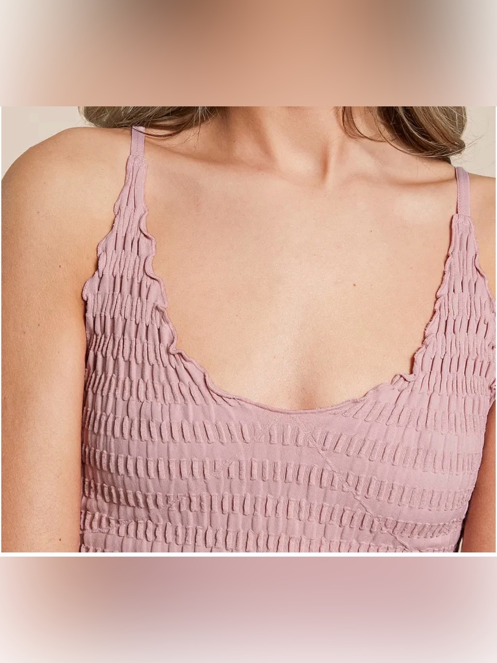 Free People Pucker Up Seamless Textured Tank Lilac Size M NWT - Picture 3 of 3